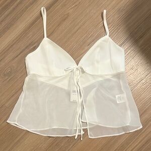 Brandy Melville Pacsun John Galt White Bow Women's going out adjustable Top NWT